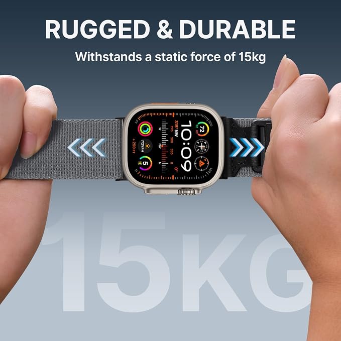 Bandletic Compatible with Apple Watch Series 11 Bands for Men, Adjustable Nylon Sport Strap with Magnetic Fidlock Hook Buckle for iWatch Ultra 3/2/1 49mm, Series 11/10 46mm, 9/8/7 45mm, SE/6/5/4 44mm
