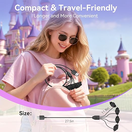 4 Port Magic Band Charger Charging Station Compatible with Disney Magic Band+ Plus, Multiple 4-in-1 MagicBand+ Charger for Multi MagicBand Plus,90 Min Full Charging for Disneyland Family Accessories