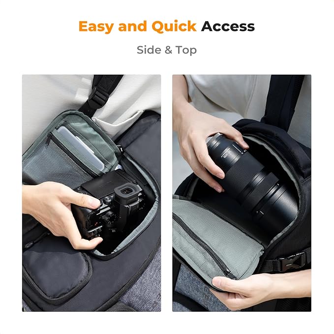 K&F CONCEPT Camera Backpack,25L Large Capacity Camera Bag for Photographers with Raincover and 15.6 Inch Laptop Compartment Compatible for Canon/Nikon/Sony/DJI Mavic Drone