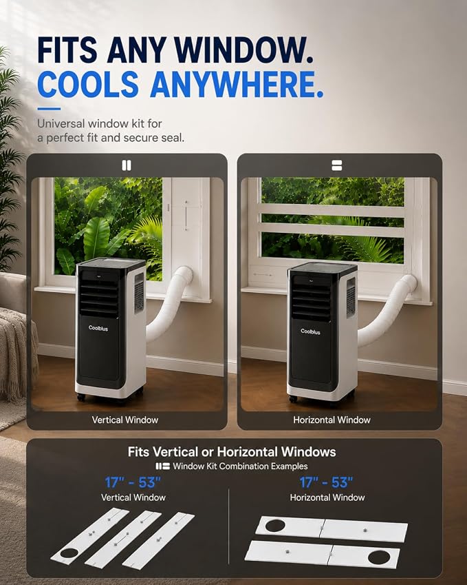 Coolblus Portable Air Conditioners 16000 BTU, Wi-Fi Smart Portable AC Unit for Room Up to 750 Sq.Ft, 3 in 1 Quiet AC with Cool/Dehumidify/Fan, Window Kit, Black-16000BTU-WIFI