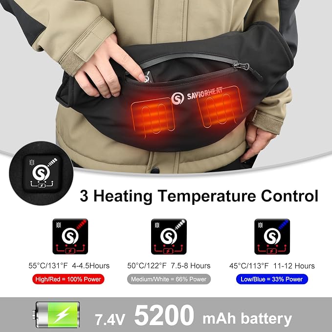 SAVIOR HEAT Heated Hand Muff, Electric Heating Hand Warmer Pouch for Winter Outdoor Hunting Camping Golf Photography