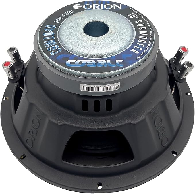 ORION CBW104D Cobalt Series 10” Car Subwoofer, 1200W Max, 300W RMS, Dual 4 Ohm, 2” OFC Voice Coil, UV-Coated Cone, Foam Surround – Reliable Subwoofer for Car Audio Systems & Sub Boxes