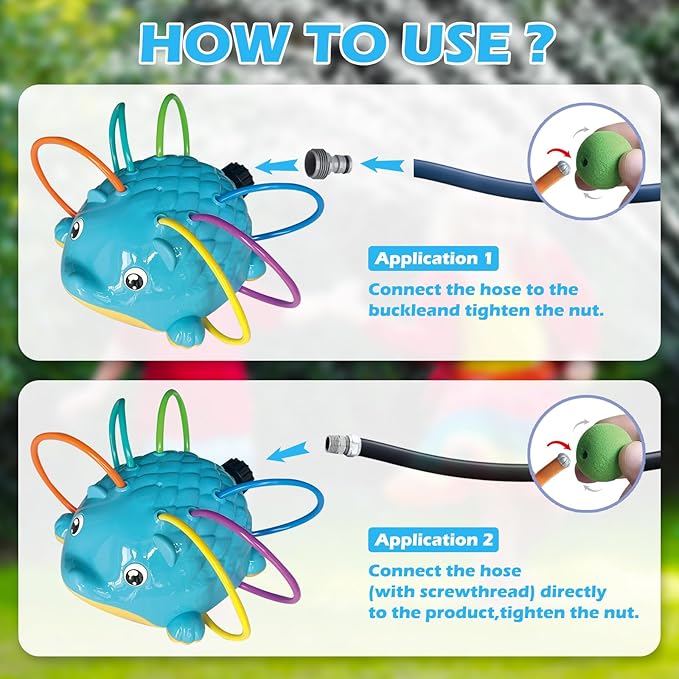 Kids Water Sprinkler Toy, 360° Outdoor Splash Sprinkler with Wiggling Water Arms, Fun Backyard Summer Water Toy for Toddlers, Boys and Girls, Easy Hose Connection for Lawn, Garden and Pool Party
