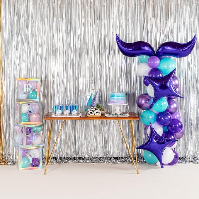 Restaurantware-Balloonify Mermaid Balloon Arch Kit, 1 Party Decoration Kit - 80 Balloons, With Chain, Latex Mermaid Tail Balloon Arch Kit, Includes Glue Dots, Ribbon, Knot, And Pump
