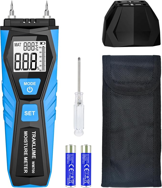 Wood Moisture Meter for Lumber Pin-type Moisture Meter for Drywall with LCD Display Moisture Detector for Walls Moisture Sensor for House Firewood Moisture Reader for Wood Wall Water Leak Detector