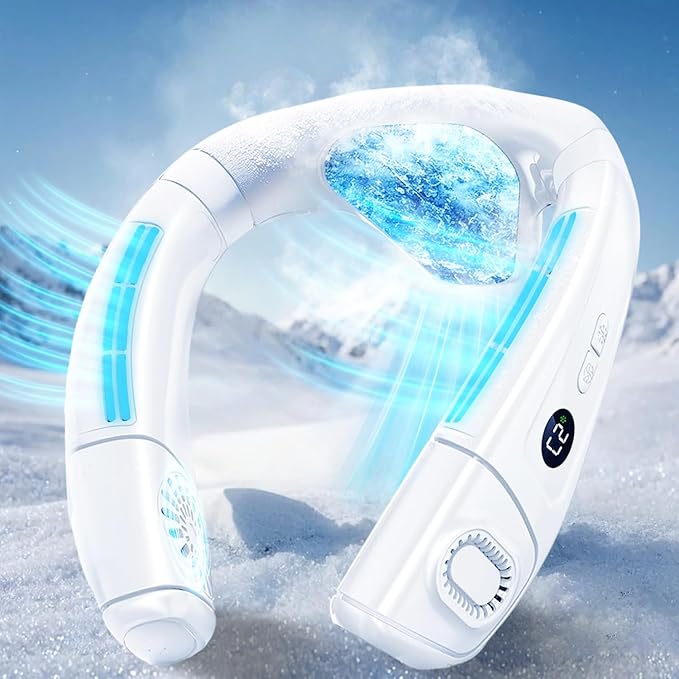 Neck Fan Air Conditioner with Large Cooling Plate, Portable Neck Fans that Blow Cold Air 360° Airflow, Wearable Personal AC Quiet Back Air Outlet 6000mAh Rechargeable, Gifts for Women Travel Office