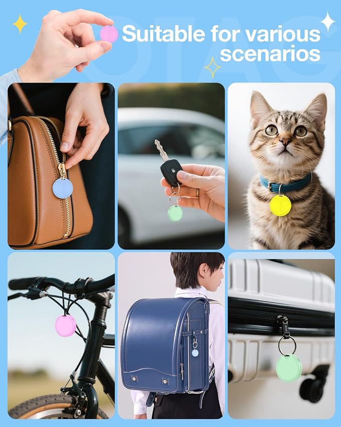 Air Tags for Android,Air Tags-4 Pack Android,Air Tracker Tags with 4 Case,2 Year Battery Life,Google Find Trackers for Google'S Find Hub App,IP65 Waterproof Luggage Tracker for Key,4 Colour