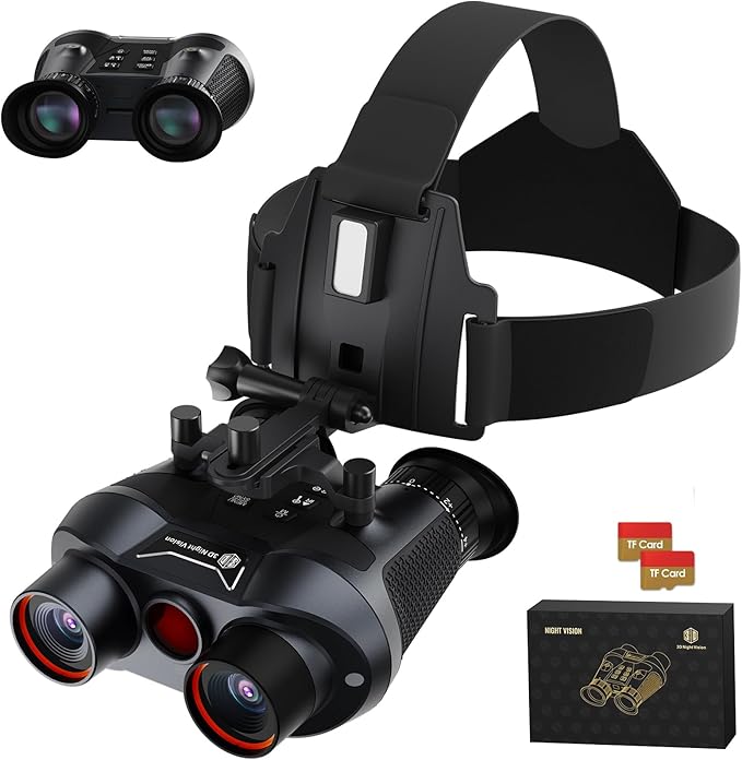3D VR Night Vision Goggles - Rechargeable Head Mounted Binoculars, Built-in Giant Screen, 4K Video, 24MP Photos, 6X Digital Zoom, Includes 32GB TF Cards