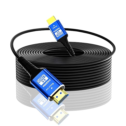 Fiber Optic 200 ft hdmi Cable,18Gbps 4k Ultra high Speed Support 4K@60Hz(4:4:4 RGB) HDR10,HDCP2.2,eARC,3D,CEC Unidirectional Active 2.0 Cord,Shielding Interference,Slim and Flexible