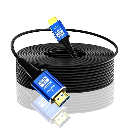 Fiber Optic 150 ft hdmi Cable,18Gbps 4k Ultra high Speed Support 4K@60Hz(4:4:4 RGB) HDR10,HDCP2.2,eARC,3D,CEC Unidirectional Active 2.0 Cord,Shielding Interference,Slim and Flexible