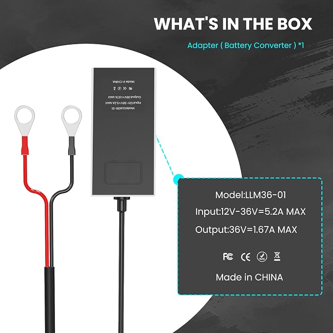 Car Battery Converter Adapter for Starlink Mini, 12-36V Input 36V/1.67A Output, Boost Step Up Converter, DC Power Supply for RV, Boat, Support 200FT Extended Range