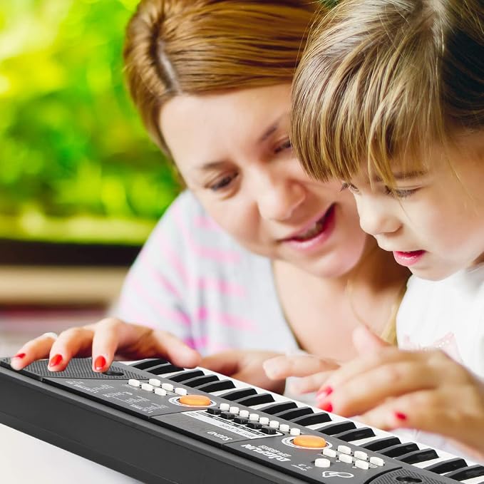 Raimy Piano Keyboard for Kids 49 Keys Portable Keyboard Piano Early Learning Educational Electronic Musical Instrument Toys Gifts for 3 4 5 6 7 8 9 Year Old Boys and Girls (Black)