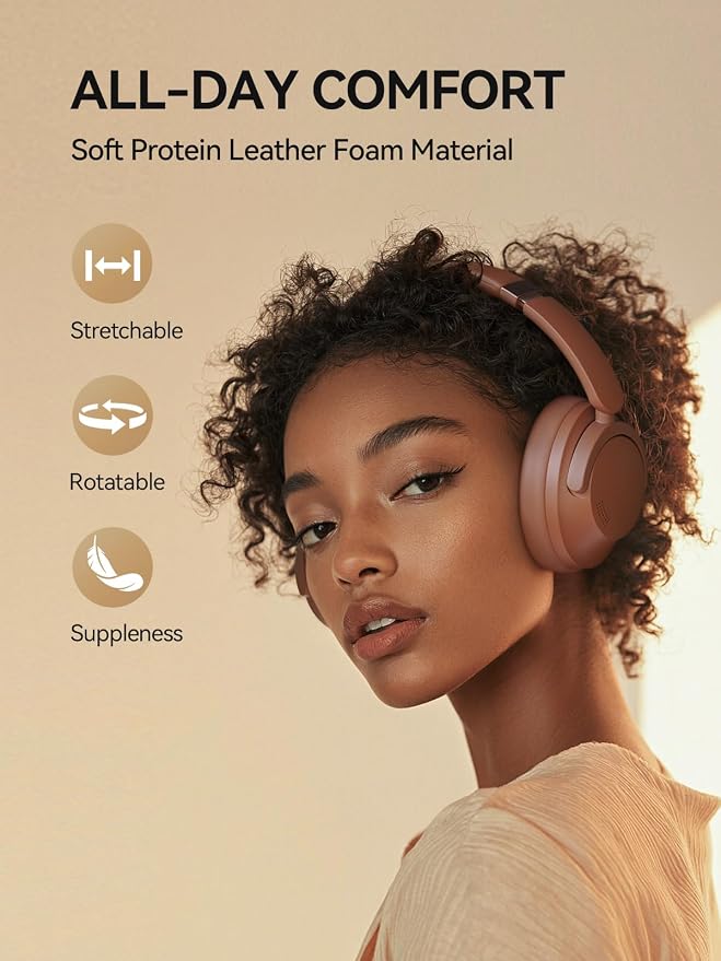 1MORE SonoFlow-Pro Noise Cancelling Headphones - HQ51 Over Ear Bluetooth Headphones with LDAC for Hi-Res Wireless Audio,100H Playtime, Bluetooth 5.4, QuietMax ANC, Comfortable Fit (Mocha Brown)