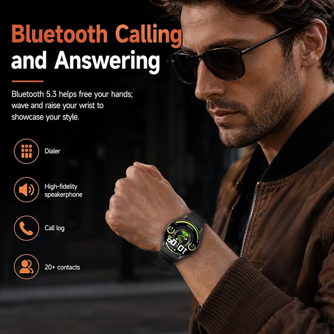 KPEP Smart Watch for Men/Women Android/iPhone - GPS Fitness Tracker with Bluetooth Calls(Answer&Make), Heart Rate/SpO2 Monitor/Sleep/Waterproof/100+ Sports Model, Reloj Inteligente 30 Day+Battery Life