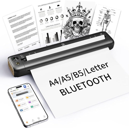 Rongta Portable Printer Wireless for Travel, Bluetooth Inkless Thermal Printers for 8.5" x 11" US Letter & A4 Size, Compatible with Android iOS Phone Mac Windows Laptop for Office & Home (Gray)