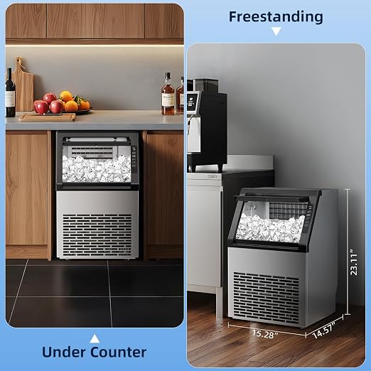 Antarctic Star Commercial Ice Maker Machine 79Lbs/24H, Self-Cleaning, Ice Scoop, Freestanding Ice Cube Machine for Home, Bar, Restaurant, Coffee Shop