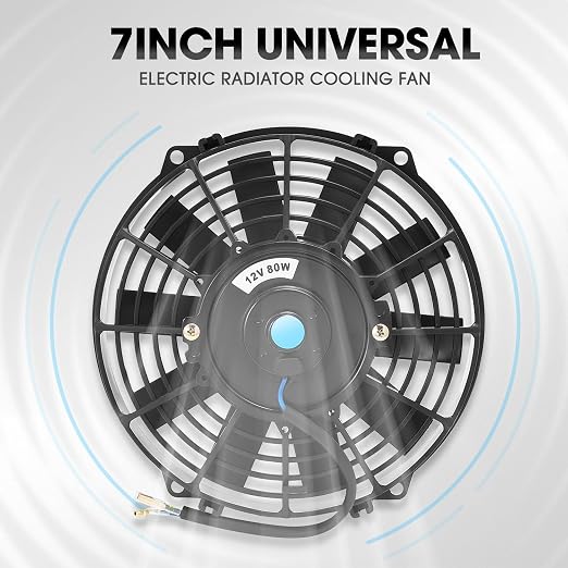 DNA Motoring 7 Inch High Performace Electric Cooling Slim Radiator Fan with Mount Kit, Black, 2PCS, RAF-7+FMK-X2