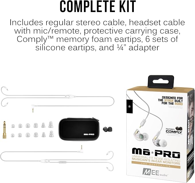 MEE audio Personalized M6 PRO in Ear Monitor Headphones for Musicians w/Engraved Metal Faceplates: Choose an Artwork and/or Add Custom Text, Noise Isolating Professional Earbuds w/Replaceable Cables