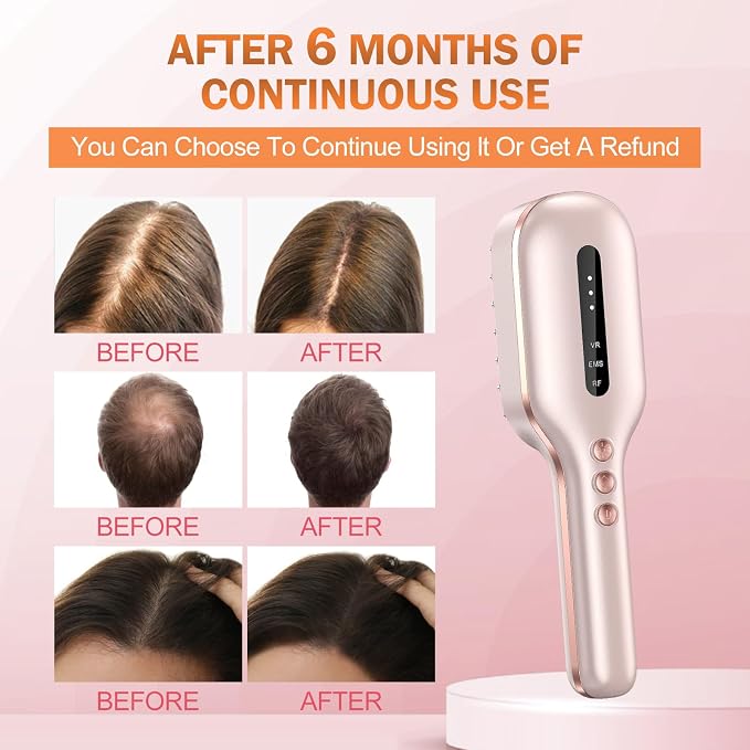 Laser Therapy Hair Growth Comb,red light therapy for hair growth (Pink) | FDA Cleared laser comb for hair growth,Electric Scalp Massager,promote hair growth in women and men,Wavelength 650nm±10nm
