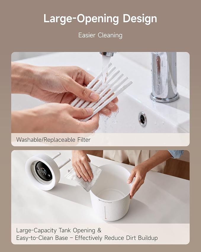 SP SpacePlayer Cool Mist Humidifier for Bedroom, 3L Top Fill Ultrasonic, 4000mAh Cordless Portable Humidifier, Quiet 23dB, Auto Shut-Off, Timer, Easy Clean, for Baby Nursery, Plants, Home Office