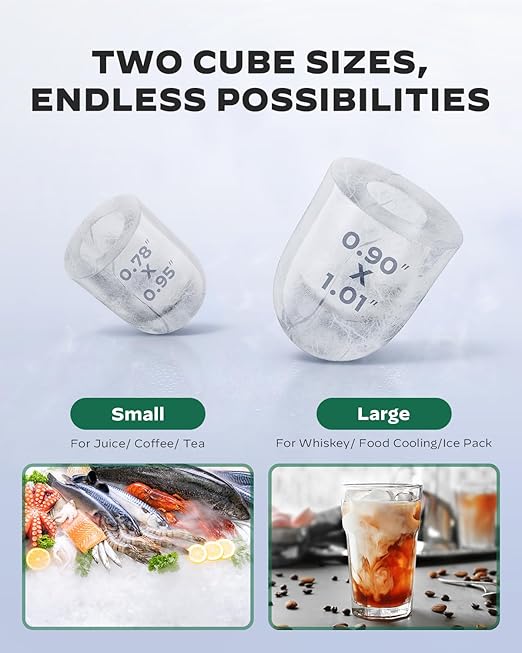 Silonn Ice Maker Coutertop - Portable Ice Cube Machine - 20lbs of Bullet Ice per Day, Makes Ice in 6 Minutes, Stainless Steel with Visible Water Level Window, Ideal for Kitchen, Office, and Camping