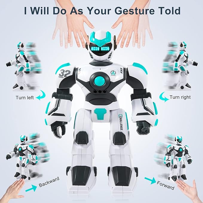 HPROMOT RC Robot Toy for Kids Remote Control RobotToy, Smart Gesture Sensing Rechargeable & Programmable Robot Walking Dancing Singing Chirstmas Gift for 3-15 Years Old Boys Girls