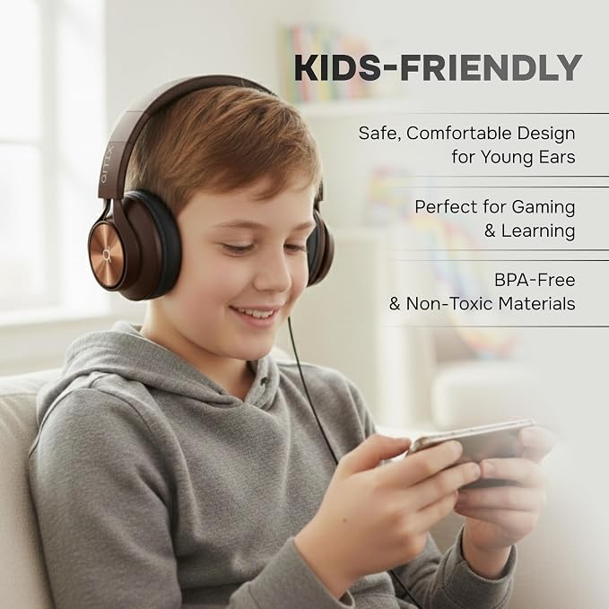 Artix CL750 Adults & Kids Headphones with Cord - Plug-In Over Ear Headphones Wired with Mic and Volume Control, Corded Head phones for Laptop, Computer, Chromebook, Tablet & Smartphone with 3.5mm Jack