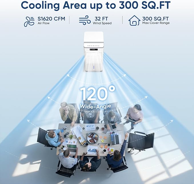 Windowless Portable Air Conditioners Fan, Evaporative Air Cooler 3 Modes & 3 Speeds, 2-Gal Tank for 20H Cooling,12H Timer for Smart Auto-off, 16FT Remote,No Hose Needed,38db Swamp Cooler FK2306Y