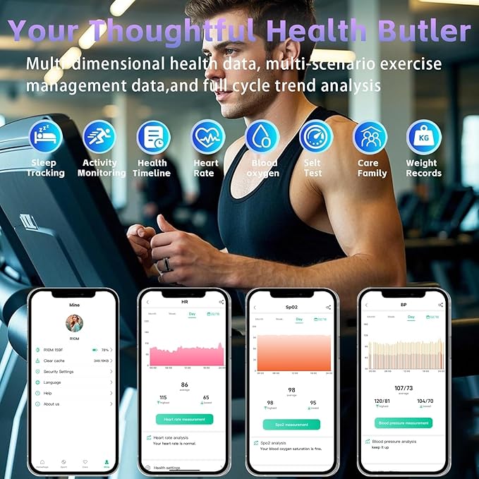 Smart Ring for Men Women – Fitness Tracker Ring with Heart Rate, SpO2, Blood Pressure, Sleep Monitoring, Step & Calorie Counter, No Subscription Fee, iOS & Android Compatible (Black, 9)
