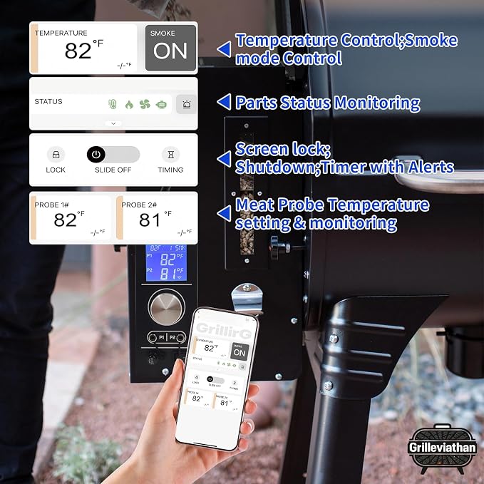 WiFi Replacement PID Controller for Camp Chef Gen 2 Pellet Grills - Compatible with PG24-82, SG24, XT24, DLX, Woodwind Classic - App Control, Dual Meat Probes & Adjustable Smoke Setting