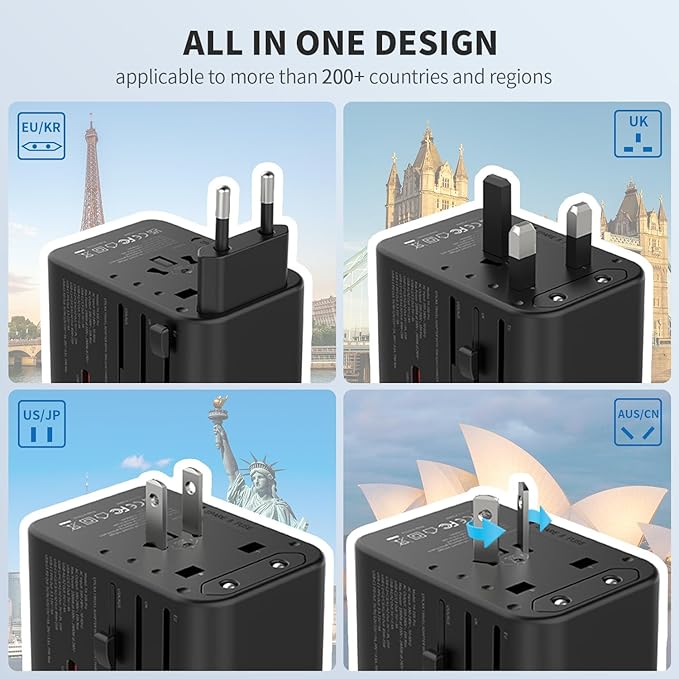 EPICKA TA-105 Grey and TA-105 Pro Black Universal Travel Adapter