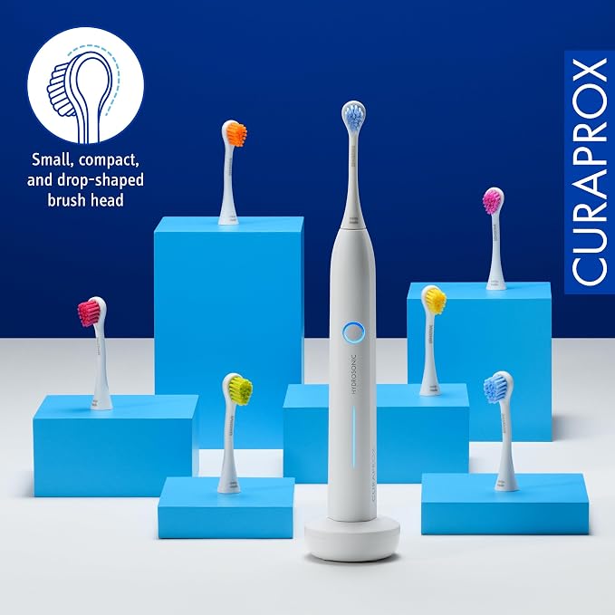 Curaprox Hydrosonic Brush Heads Rainbow Sensitive Duo – for Gentle Gum Care & Precise Cleaning | Magenta/Green, 2-Pack | Compatible with All Curaprox Sonic Models | Swiss Made