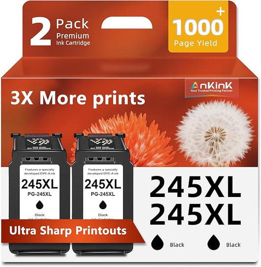 Ankink 245XL Ink Cartridge Replacement for Canon Ink 245 PG-245 XL PG245XL Black Ink for Cannon Pixma MX490 TR4520 TS3322 TR4522 TR4500 TS3122 TS3300 MX492 MG2522 MG2500 TS3320 TS3100 Printer, PG245