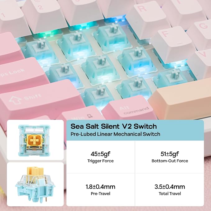 EPOMAKER TH108 PRO Full Size Mechanical Keyboard with Screen & Knob, Wireless Gaming Keyboard with 10000mAh, Creamy Gasket, Hot Swap, Custom Driver, RGB Backlight, NKRO (Pink, Sea Salt Silent)
