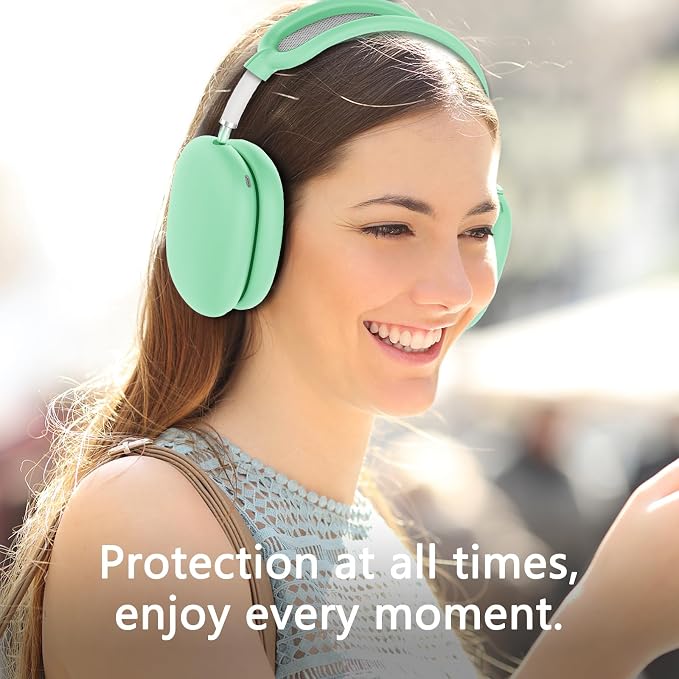 Silicone Case Cover for AirPods Max Headphones, Ear Pad Case Cover/Ear Cups Cover/Headband Cover for AirPods Max 2/1 (2026/2024/2020)(USB-C/Lightning), Accessories for Apple AirPods Max 2, Light Green