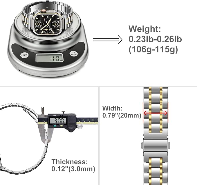 MioHHR Stainless Steel Watch Band with Case Compatible with Apple Watch Ultra3 2 1(49mm),Rugged Strap with Metal Protective Bumper Cover for iWatch Band Men(Silver/Gold)