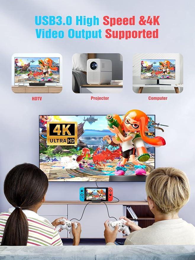 NEWDERY Switch Docking Station for TV, USB C to HDMI Multiport Hub Adapter, Portable PD Charger Dock for Nintendo Switch & OLED Console