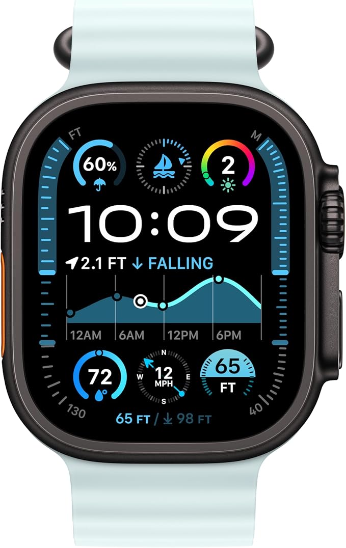 Apple Watch Band - Ocean Band Extension (49mm) - Ice Blue with Black Titanium Finish - Extension