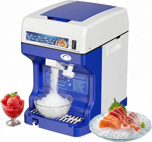 Garvee Commercial Ice Shaver Crusher 300LBS/H, 500W Electric Snow Cone Maker, 500RPM Tabletop Ice Shaving Machine with 4.41LBS Hopper & Stainless Steel Blade for Home, Parties, Snack Bars, Blue