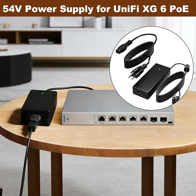 Uacc-Adapter-AC-210W, 54V 3.9A Power Adapter Compatible with Networks UniFi XG 6 PoE (Model US-XG-6POE) 6/8 Port switches Power Cord Charger