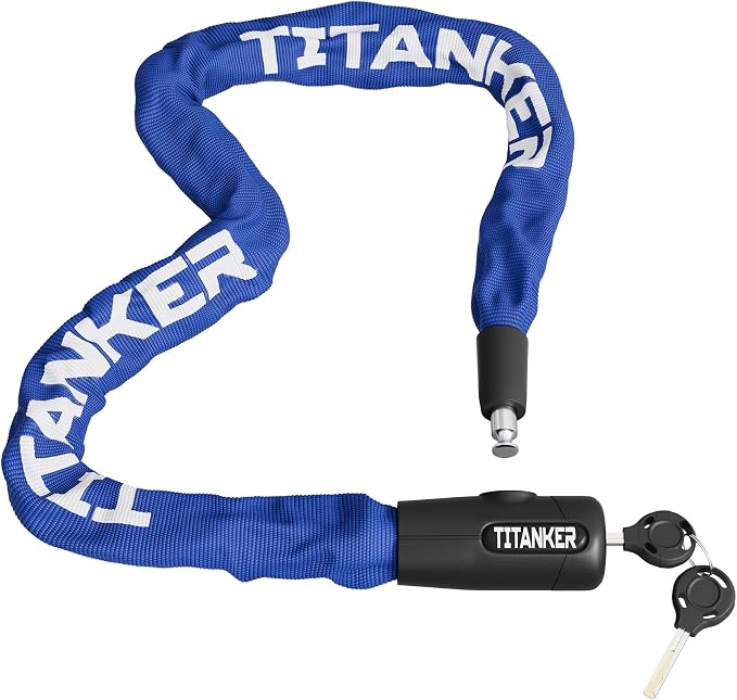 Titanker Bike Chain Lock with Keys, 3.3 Feet Security Heavy Duty Anti-Theft Bicycle Chain Locks for Bike, Motorcycle, Bicycle, Door, Gate, Fence, Grill (6mm, 8mm, 10mm Thick Chain)