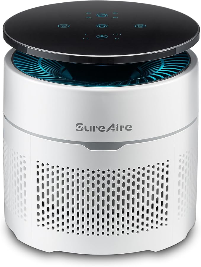 Small Desktop Air Purifier with HEPA Filter for Home and Office, Large Touch Display with Filter Indicator, Timer, Sleep Mode, Covers up to 250 Sq.Ft