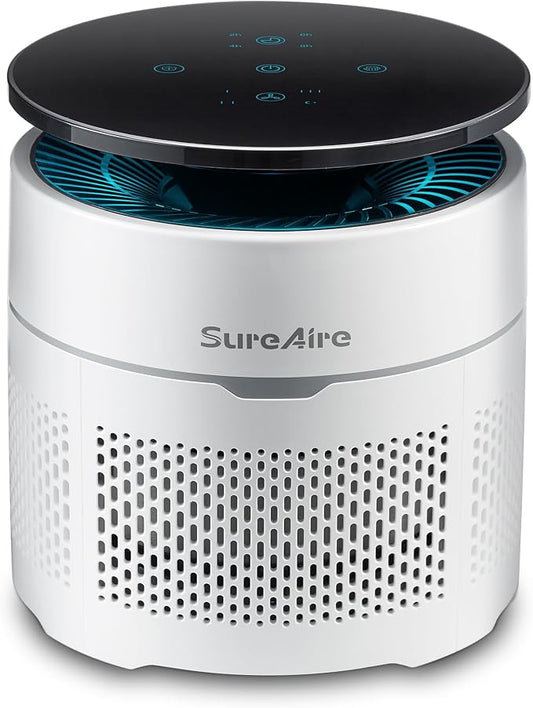 Small Desktop Air Purifier with HEPA Filter for Home and Office, Large Touch Display with Filter Indicator, Timer, Sleep Mode, Covers up to 250 Sq.Ft