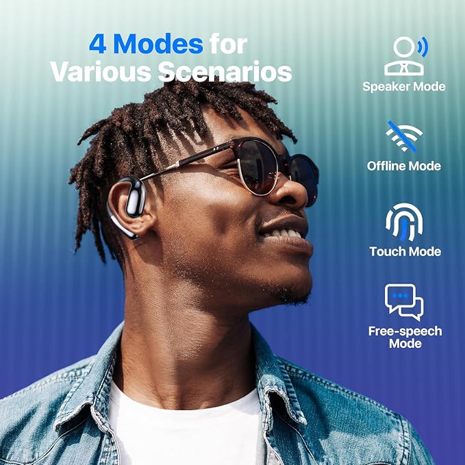 AI Language Translator Earbuds, Translation Earbuds Real Time, 3-in-1 Earbud Translator 144 Languages & Accents, Translation Headphones Fit iOS & Android for Travel Business Learning (A38 Black)