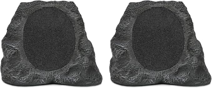 Victrola Rock Speaker Connect, Granite, Wireless Outdoor Speaker with Bluetooth 5.3, 22-Hour Battery Life, Portable Speaker with Solar Charging, IP65 Waterproof Speaker – Pair