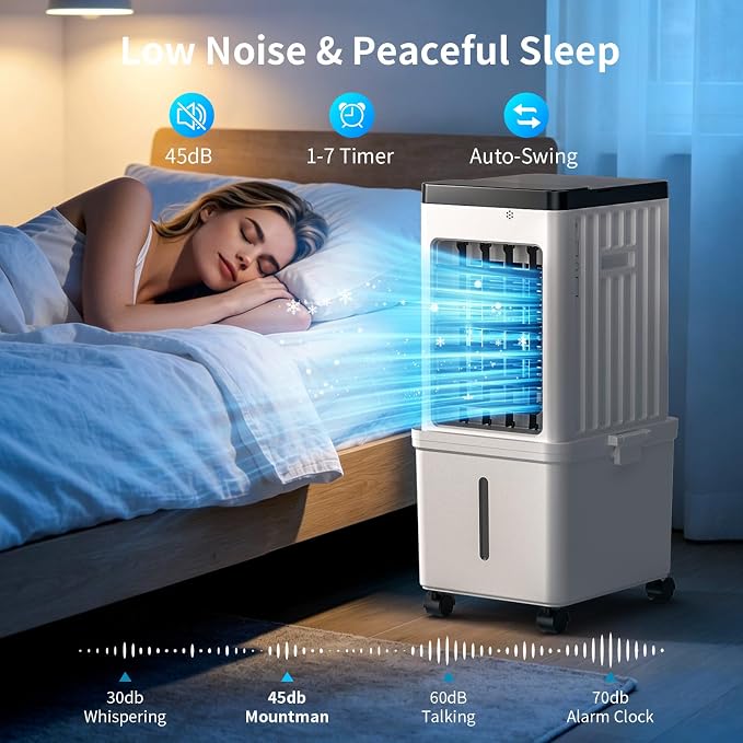 Portable Air Conditioners,Evaporative Swamp Air Cooler 3-in-1 Free Standing Cooling AC Unit with Fan & Humidifier,Windowless Portable AC Unit with Remote, Fast Cooling, 7H Timer for Bedroom,Office