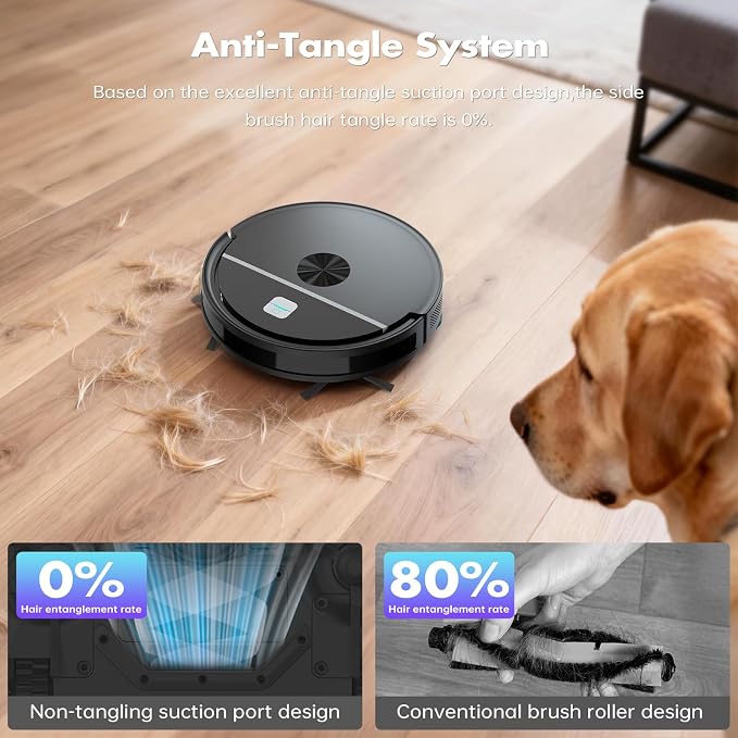 Robot Vacuum and Mop Combo,3500Pa Powerful Suction, with Wi-Fi/App/Remote,2 in 1 Mopping Robot Vacuum Cleaner,Dustbin and Watertank, for Pet Hair,Hard Floors and Low Pile Carpet Black
