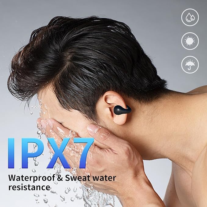 Open Ear Bone Conduction Headphones Bluetooth 5.3 Wireless Clip On Earbuds with Digital Display Charging Case 60 Hours Playtime Sport Earphones Built-in Mic IPX7Waterproof for Running Fitness Exercise