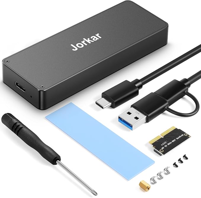 External SSD Enclosure USB-C 3.2 for 12+16 Pin MacBook Air/Pro SSDs mid 2013-2017, CNC Hard Drive Case for A1466 A1465 A1502 A1398 SSDs, Portable SSD Reader Box