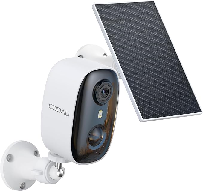 COOAU 4MP Security Cameras Wireless Outdoor, Faster Charging Solar Powered, Sharper-Image Outdoor Camera Wireless,PIR Detection Cameras for Home Security,Surveillance Cam for Whole-House Coverage